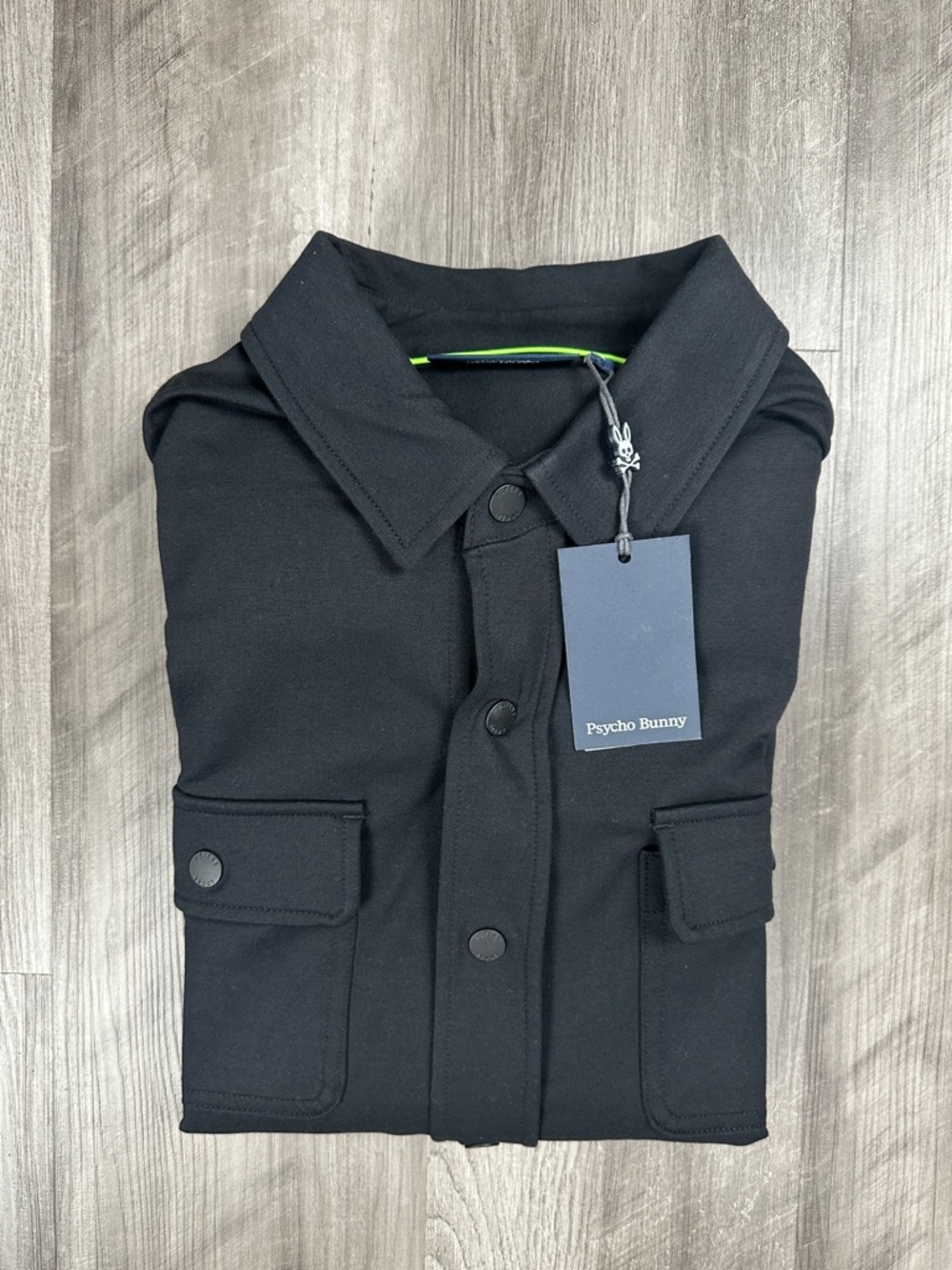 Psycho Bunny Black Harrison Overshirt Full Snap Button Jacket - 3XL